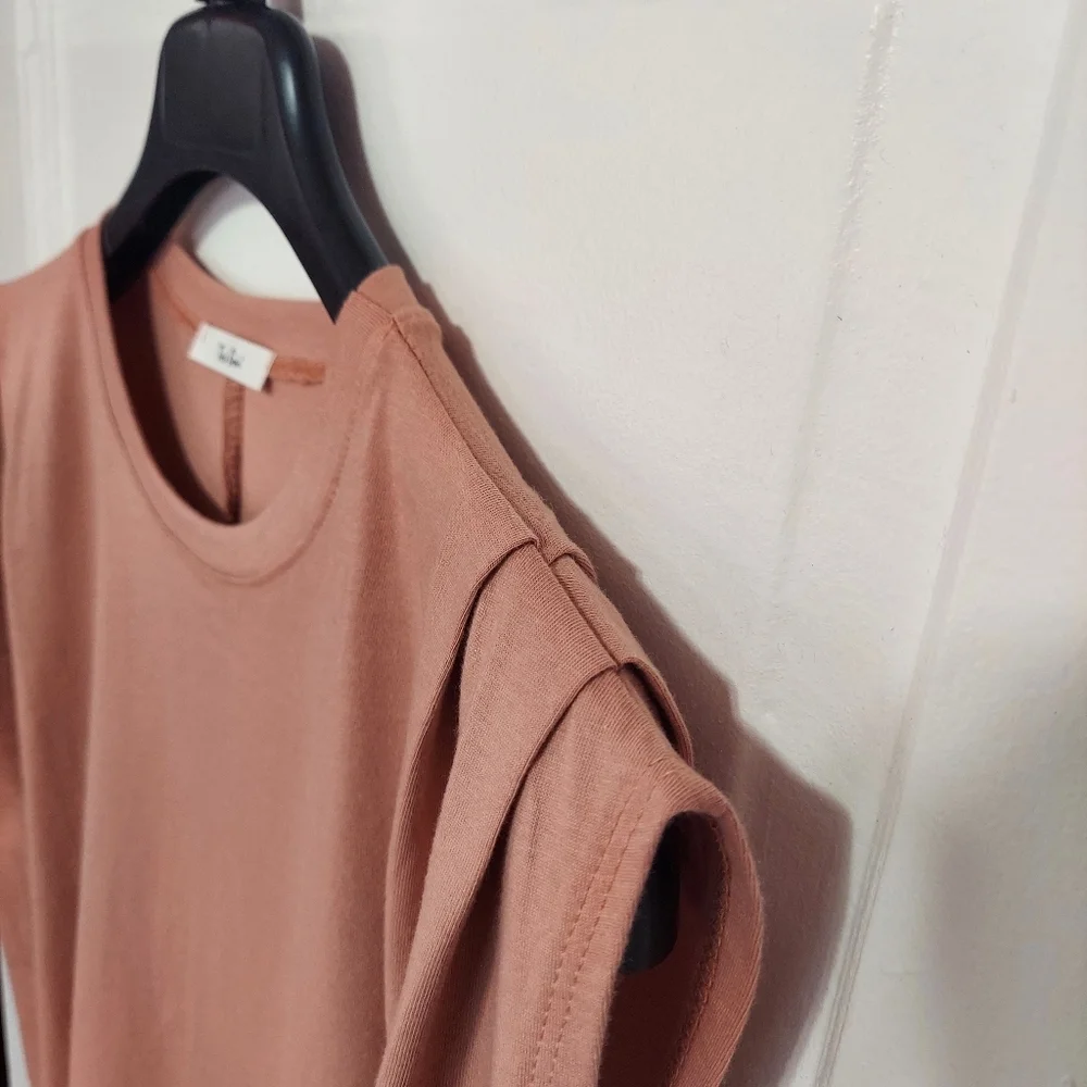 Sleeveless Blouse Womens Large Peach Shoulder Pleated Tank Top Fit Relaxed - Picture 12 of 13